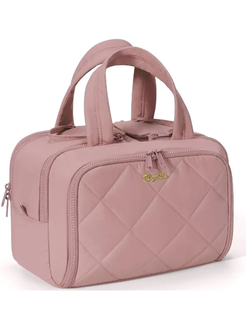 Large Wide-Open Travel Toiletry & Makeup Bag for Women - Dark Pink Organizer